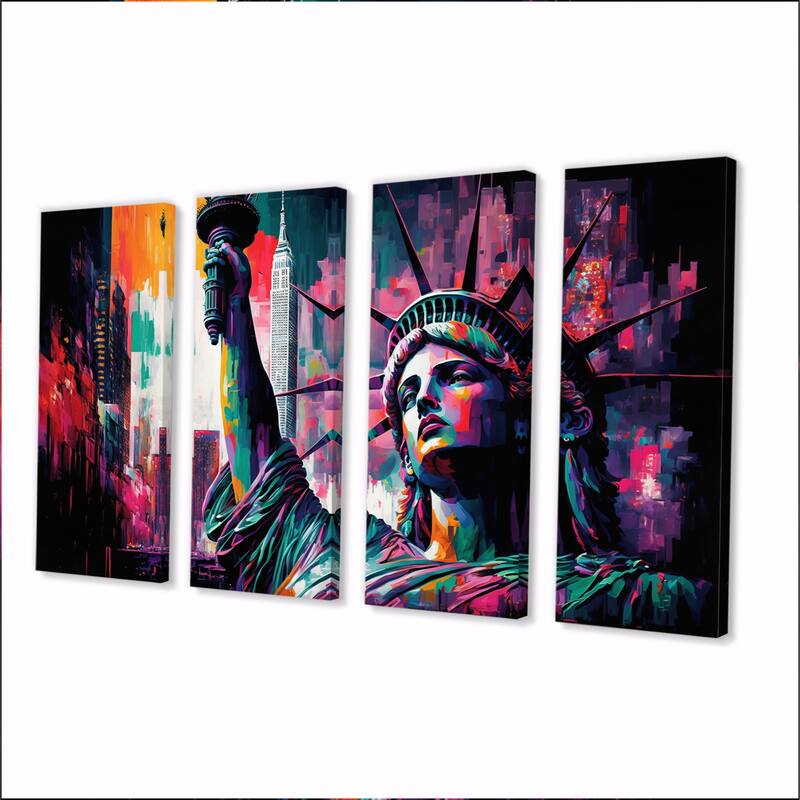 Designart "New York Lady Liberty III" City New York Multipanel Canvas